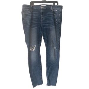 Lane Bryant distressed raw hem blue skinny jeans Sz 20